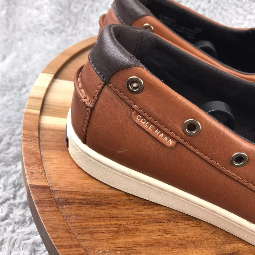 Cole Haan Nantucket Boat Shoes Mens 8M Brown Leather Comfort Slip On Loafers Moc